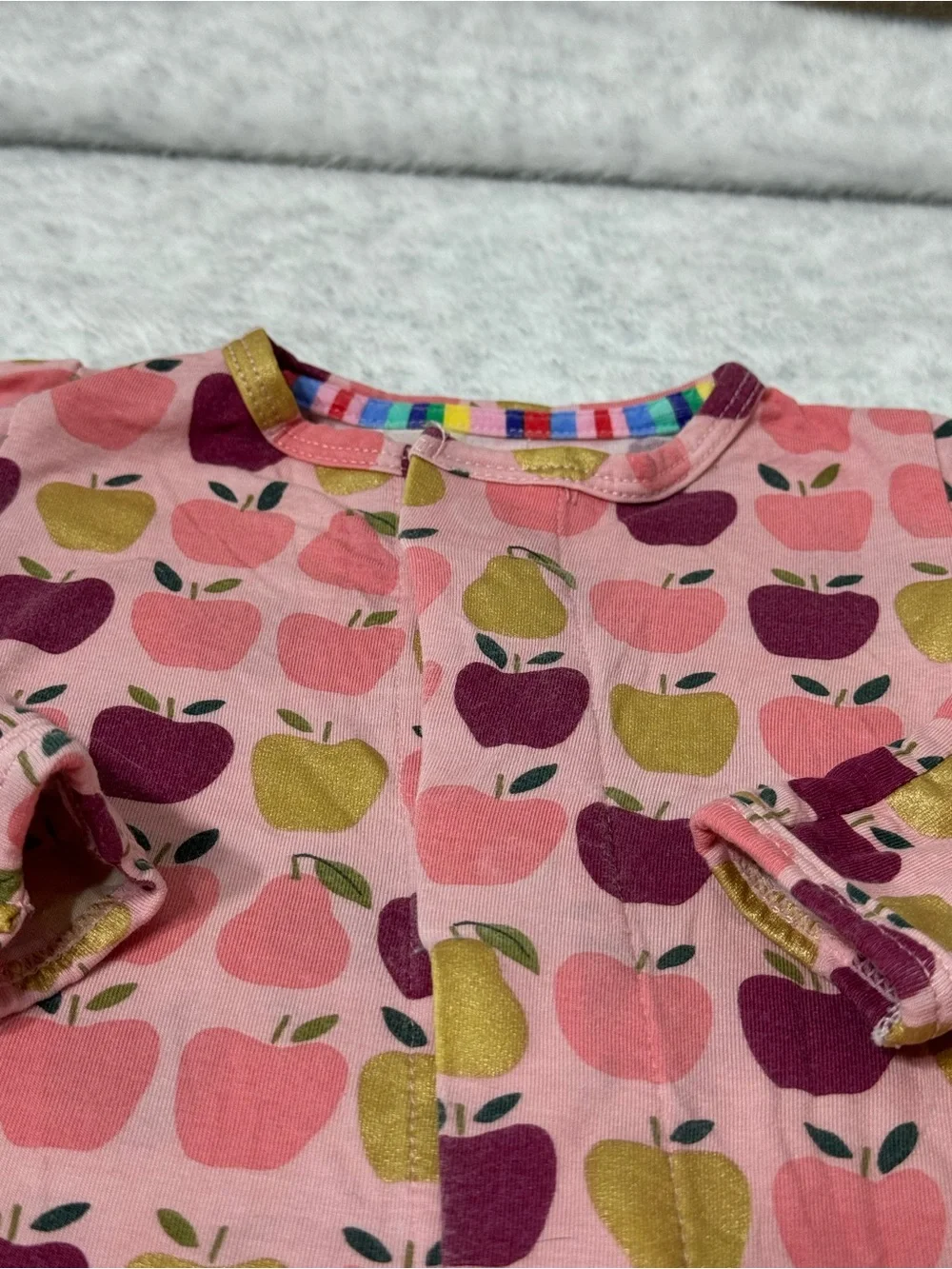 Magnetic Me Pink Apple Pear Footie Sleeper 0-3M Baby Girl Modal Gold Fruit